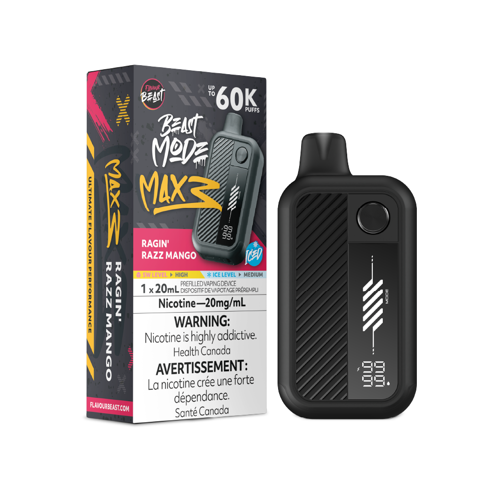 FLAVOUR BEAST Mode Max 3 Ragin' Razz Mango Iced box disposable vape