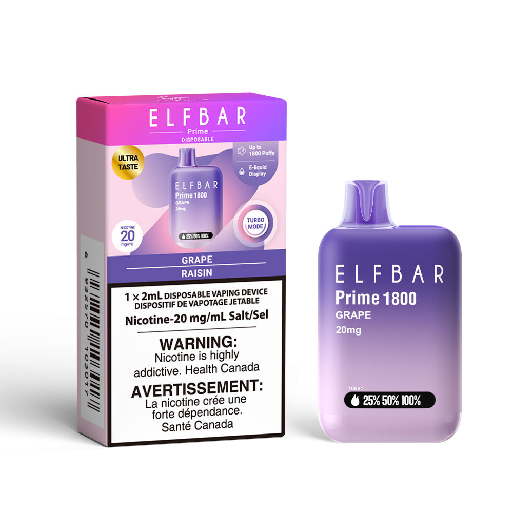 ELFBAR Prime 20mg Grape box disposable vape