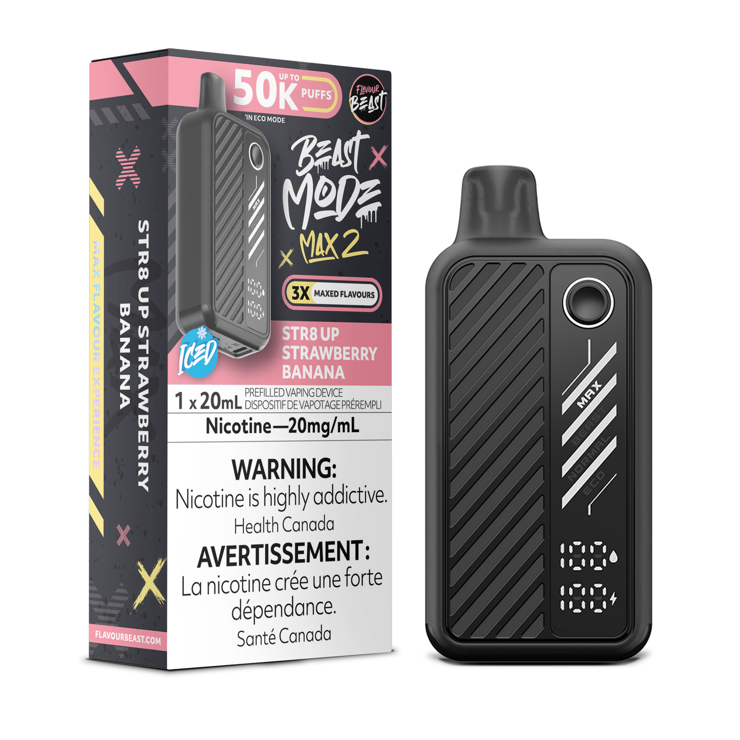 STR8 UP Strawberry Banana Vape – Beast Mode Max 2 – 50 K Puffs| Disposable Canada