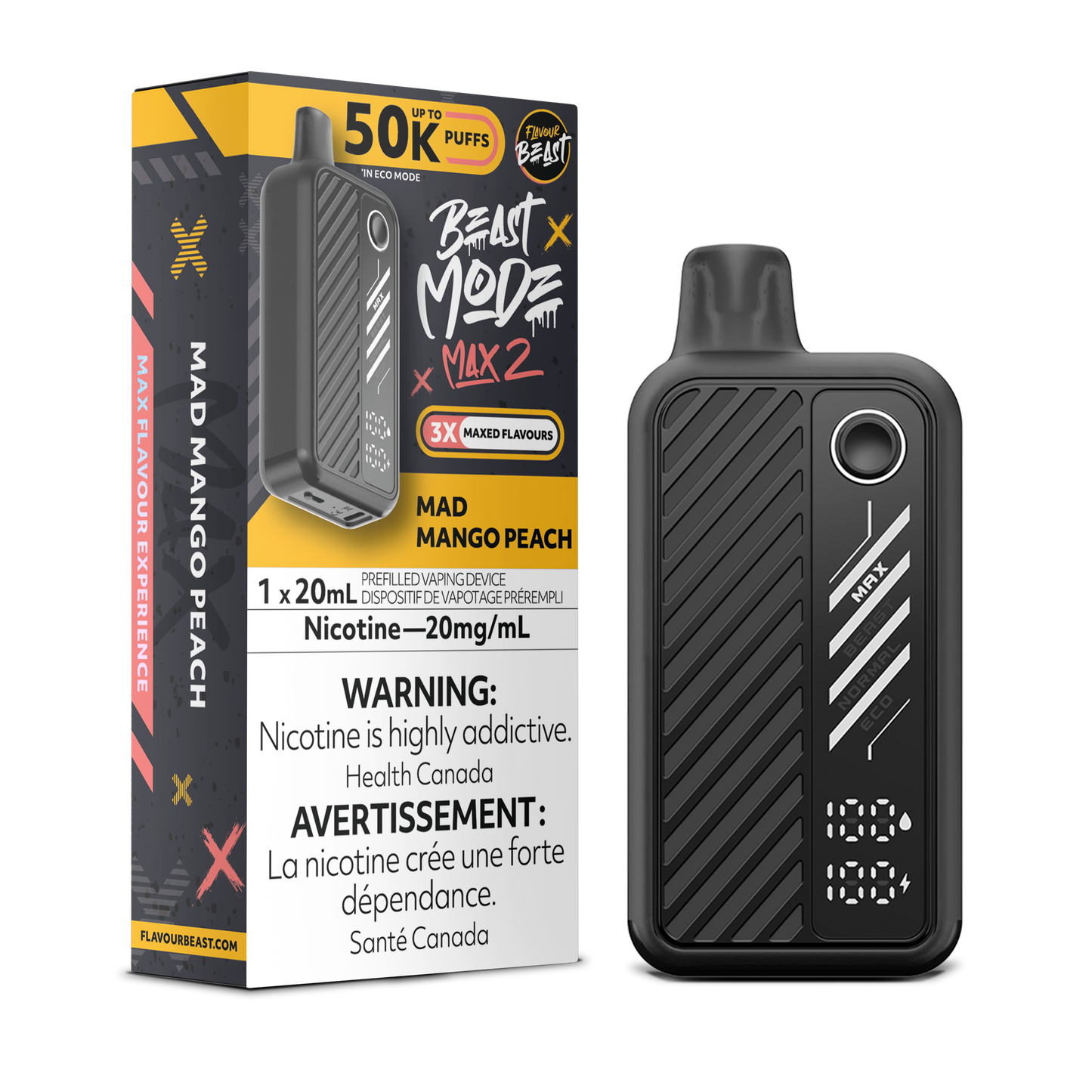 Mad Mango Peach Vape - Beast Mode Max 2 - 50K Puffs | Disposable Canada