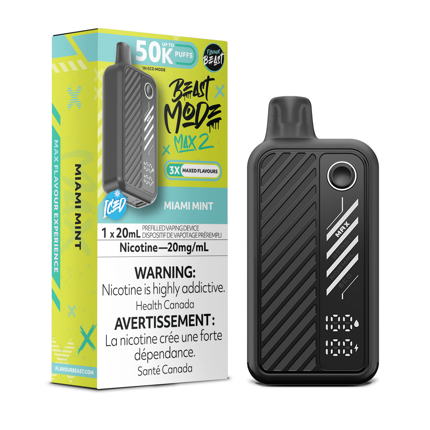 Miami Mint Vape - Beast Mode Max 2 - 50K Puffs | Disposable Canada