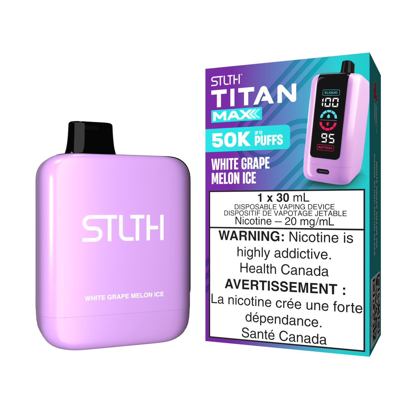STLTH-Titan-Max-50K-Puffs-Disposable-Vape-Eliquid-White-Grape-Melon-Ice-