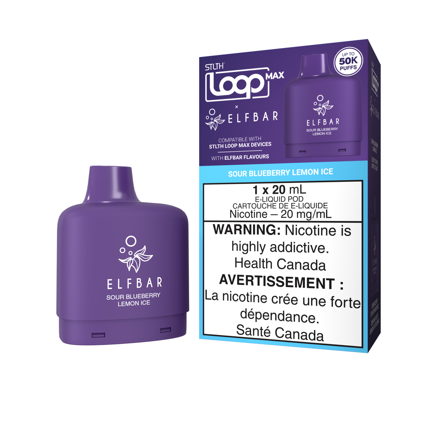 ELFBAR X STLTH - LOOP Pod 20mL - Sour Blueberry Lemon Ice