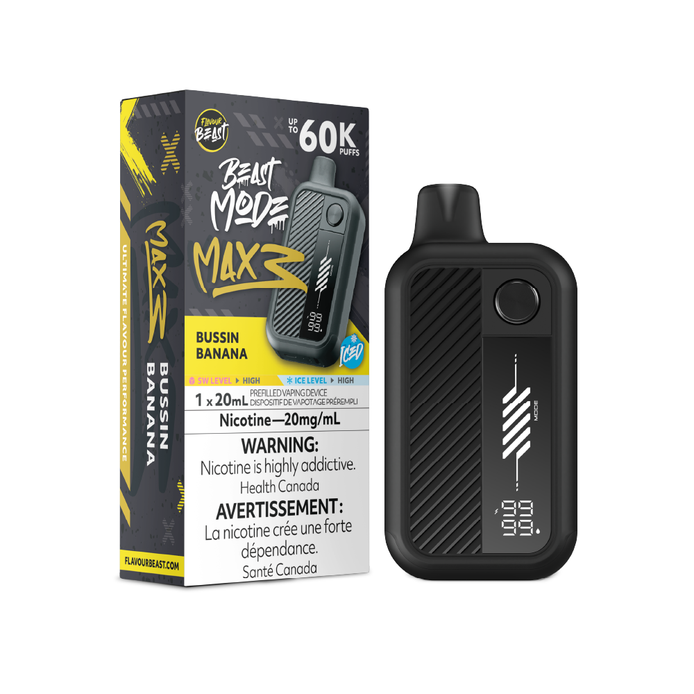 FLAVOUR BEAST Mode Max 3 Bussin Banana Iced box disposable vape