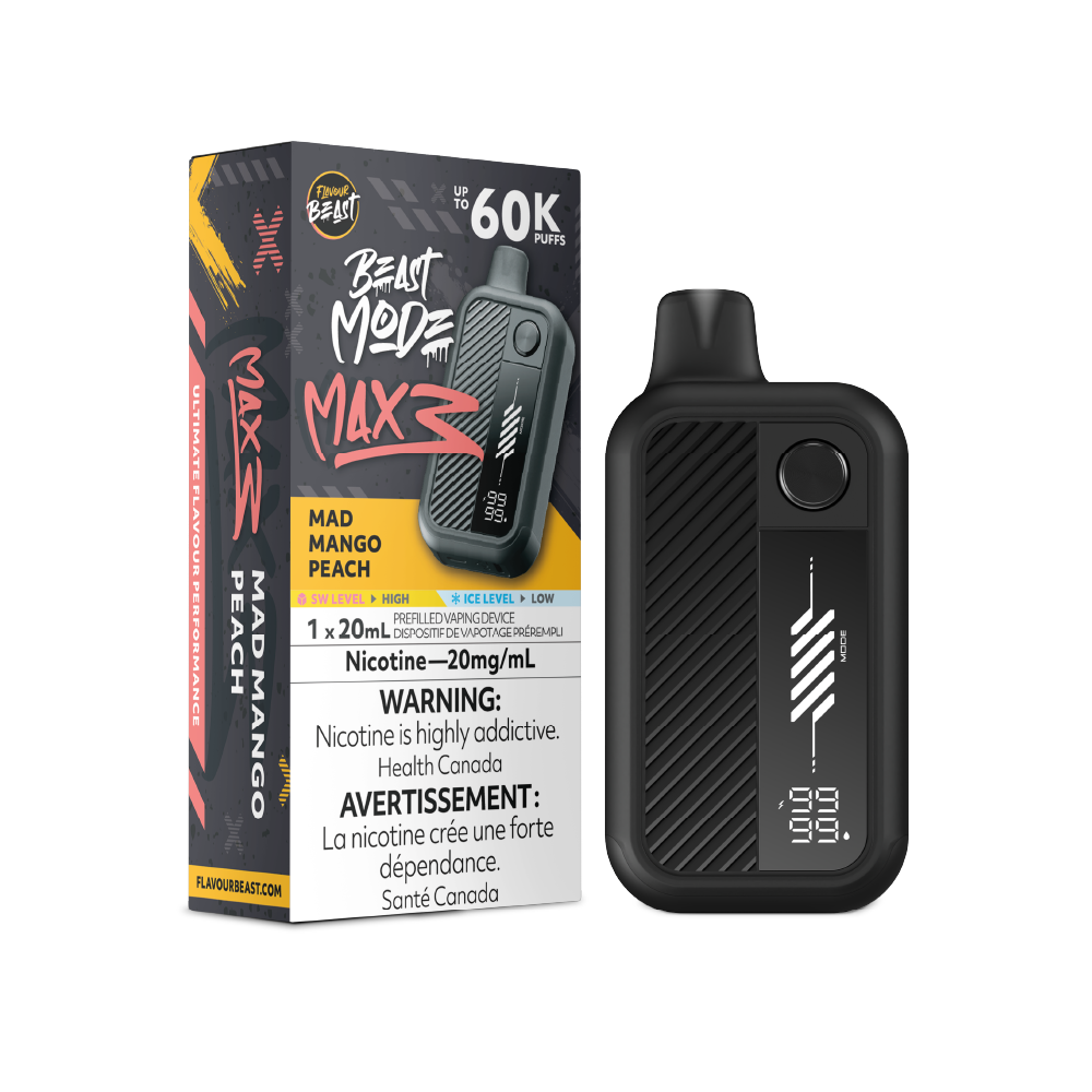 FLAVOUR BEAST Mode Max 3 Mad Mango Peach box disposable vape