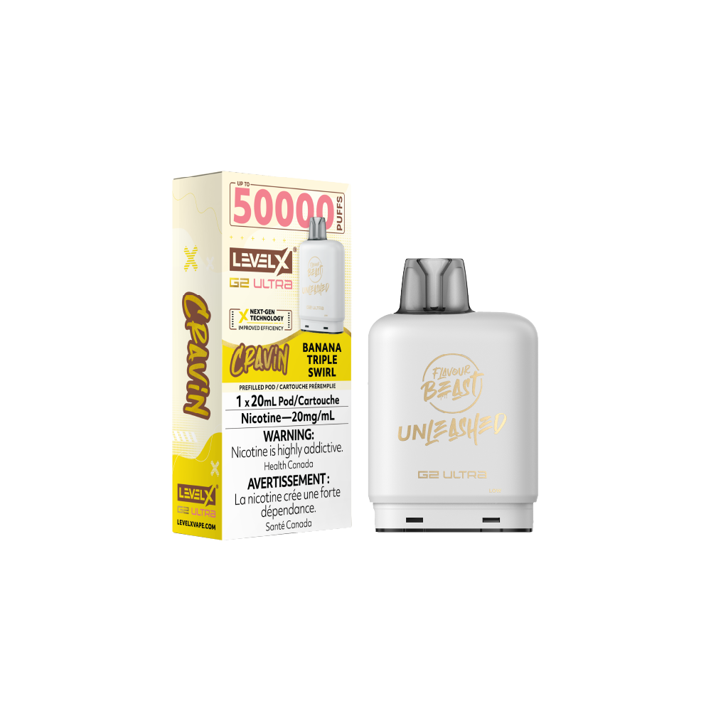 FLAVOUR-BEAST-Level-X-Unleashed-Disposable-Vape-Pod-banana-triple-Swirl