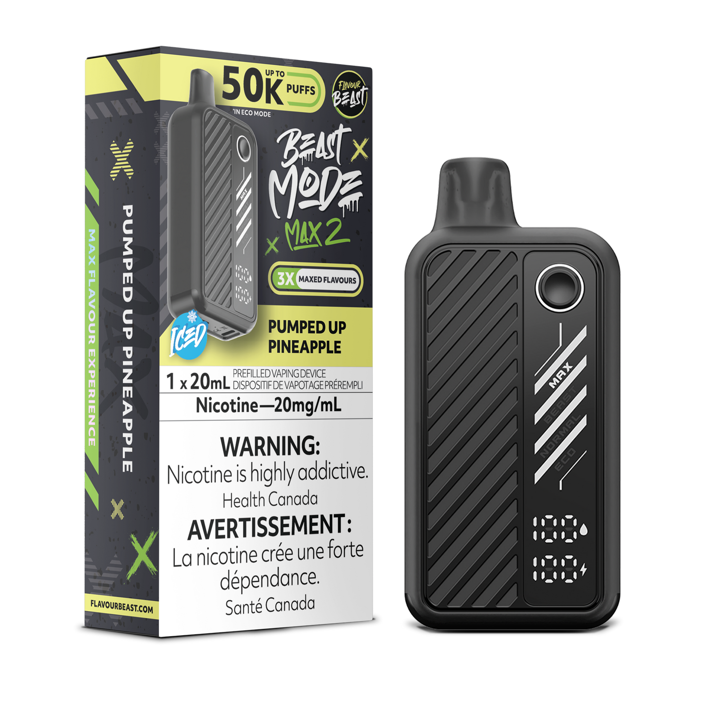Pumped Up Pineapple Vape - Beast Mode Max 2 - 50K Puffs |  Disposable Canada