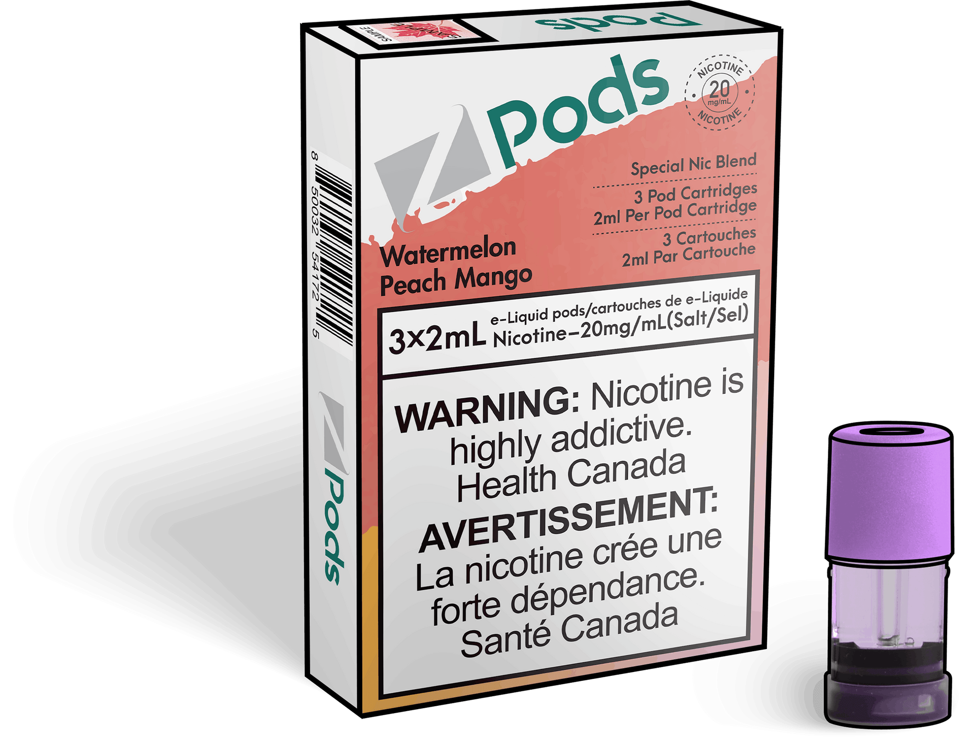 Zpods_Watermelon_Peach_Mango_Disposable_Nicotine_Vape_Pod
