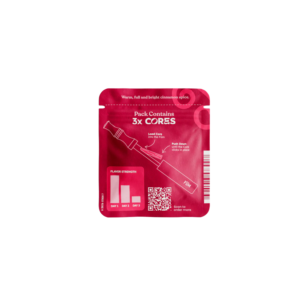 FUM Cores Cinnamon Hearts nicotine-free flavoured air refills for FUM devices back