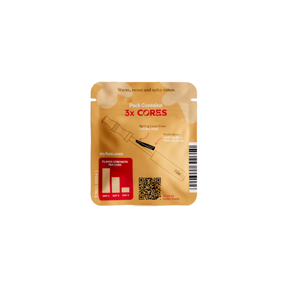 FUM Cores ginger bread nicotine-free flavoured air refills for FUM devices back