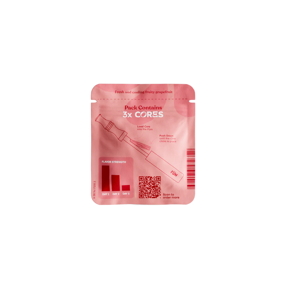 FUM Cores Grape Fruit nicotine-free flavoured air refills for FUM devices back