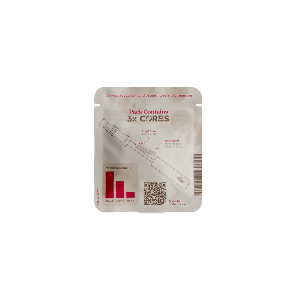 FUM Cores whte cranberry nicotine-free flavoured air refills for FUM devices back